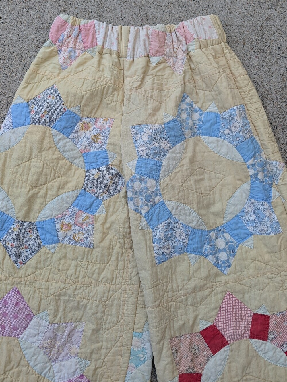 VINTAGE QUILT PANTS feedsack patchwork upcycled S - Picture 7 of 16